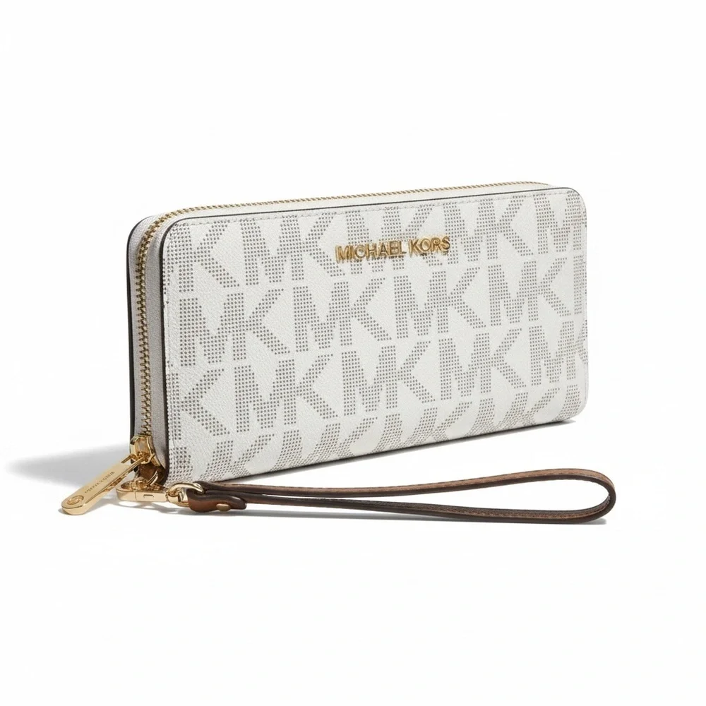 Michael Kors Signature Logo Zip Around Wallet Wristlet NWOT